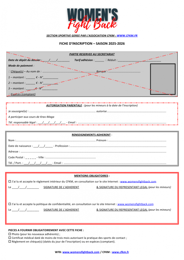 WFB - FICHE D'INSCRIPTION 2024-2025